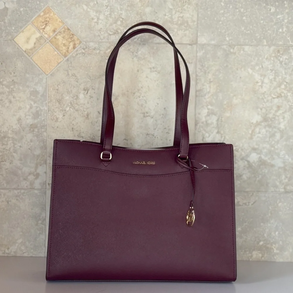 Michael Kors Jet Set Travel Large Laptop Multifunction Tote Shoulder Bag Oxblood